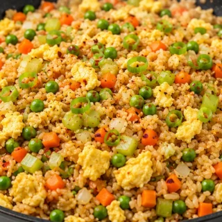 Crispy Veggie Fried Rice - Healthy & Delicious - Fried rice: Make this healthy 50/50 cauliflower-brown rice version in 30 minutes. Packed with veggies and flavo