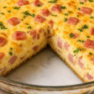 Crustless Ham & Cheese Quiche: Easy Breakfast! - ham cheese quiche - Discover this easy crustless ham and cheese quiche recipe! Ready in under 50 minutes with f
