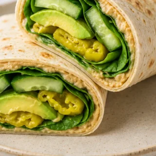 Hummus Wrap: 10-Minute Lunch Sensation - Hummus wrap: Make this vibrant and delicious wrap in just 10 minutes! Packed with fresh veggies and flavor, it's the pe