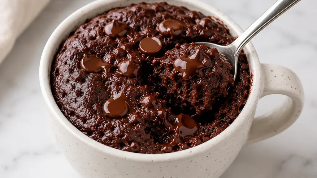 Indulgent Chocolate Mug Cake in 2 Minutes! Discover the best mug cake recipe! This quick chocolate mug cake is ready in minutes. Perfect for a fast, delicious,