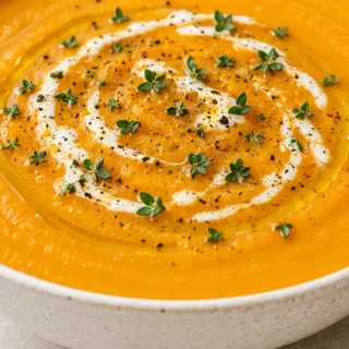 Creamy Butternut Squash & Leek Soup - squash soup - Butternut Squash Soup: Make this delicious, creamy, and healthy soup in under an hour. Perfect for a comfort
