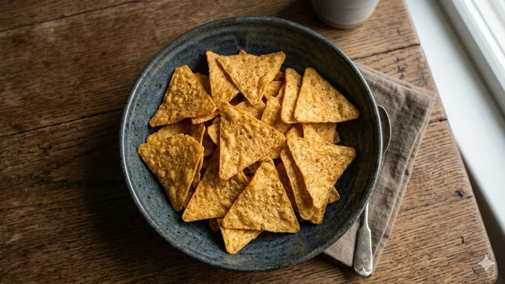 Doritos gluten free, beautifully styled overhead food photograph