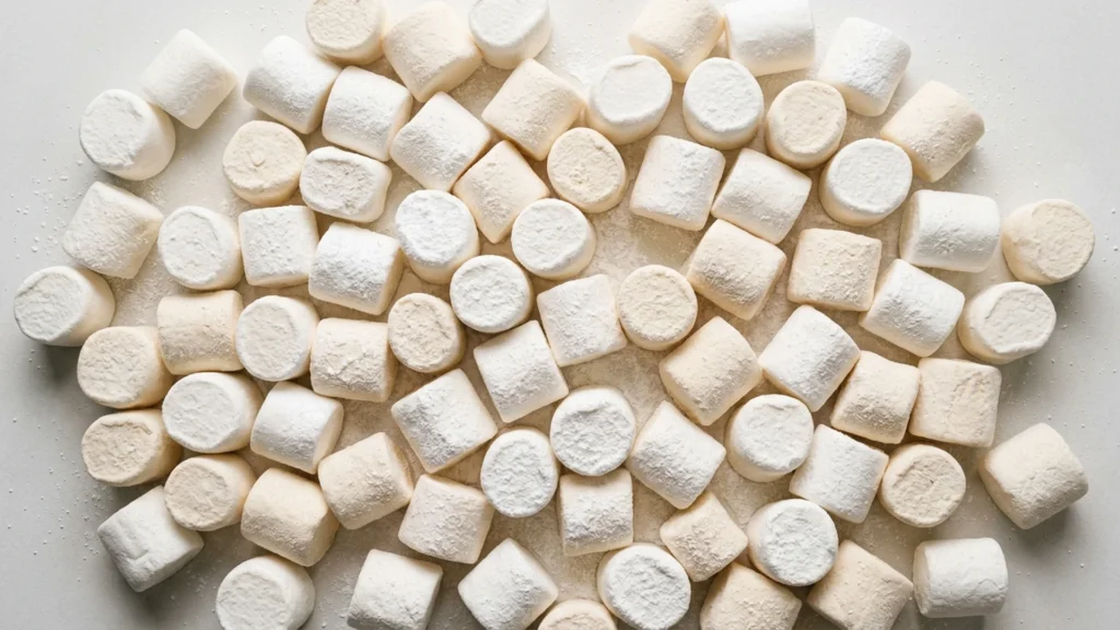 Marshmallows gluten free, beautifully styled overhead food photograph