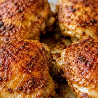 Crispy Baked Chicken Thighs - Baked chicken thighs: master perfectly crispy skin and juicy, tender meat with this easy recipe. Minimal ingredients for maximum f