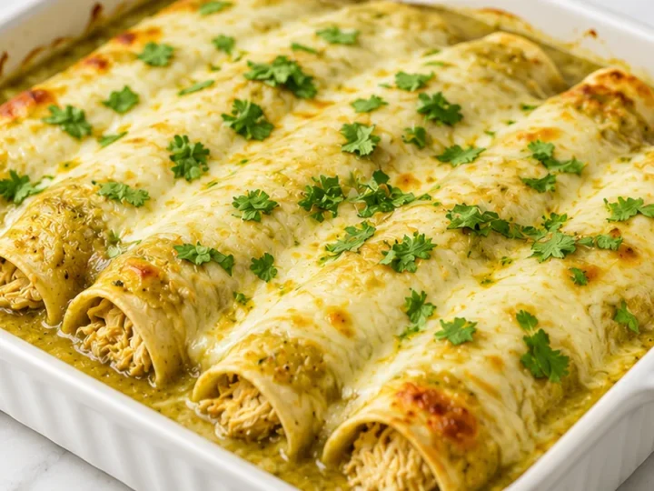 Cheesy Green Chile Chicken Enchiladas!