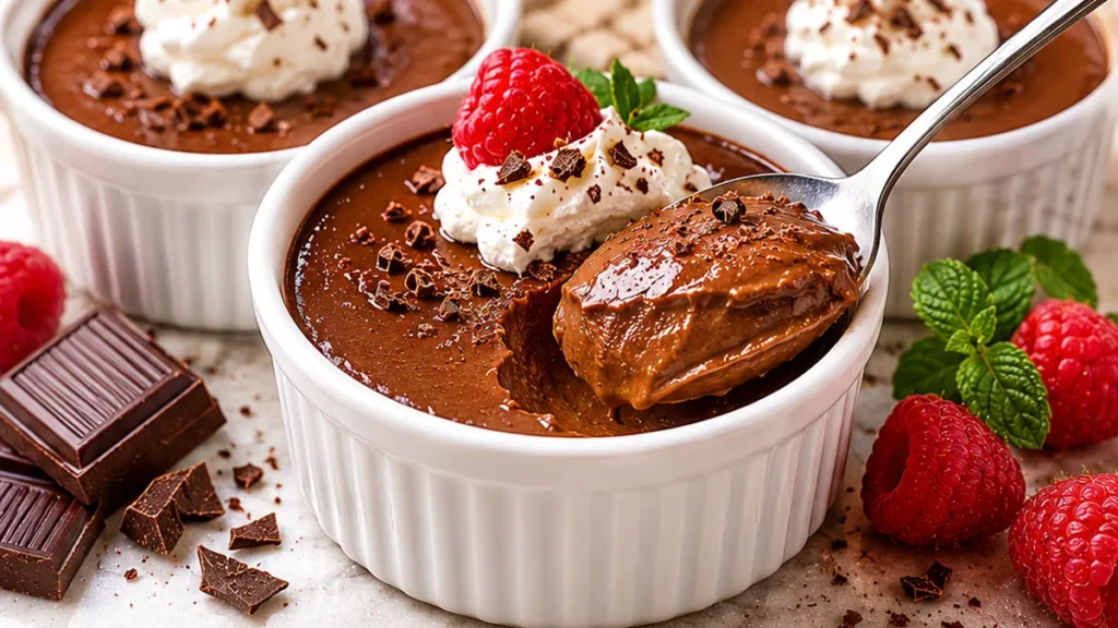Melt-in-Your-Mouth Chocolate Pots De Crème! Chocolate pots de crème: Bake this rich, velvety chocolate dessert in under an hour. Simple ingredients, decadent re
