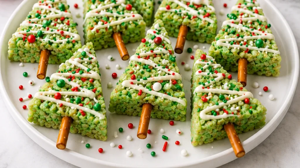Magical Christmas Tree Crispy Treats! Christmas Tree Crispy Treats: Make these festive, easy treats in under 40 minutes. Perfect for holiday parties and kids, a