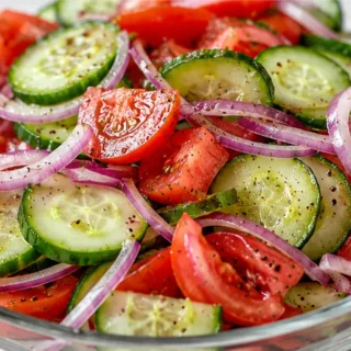 CRISP & ZINGY Cucumber Tomato Salad! So Fresh! Cucumber tomato salad: whip up this refreshing side dish with a tangy marinade. Perfect for summer gatherings, in