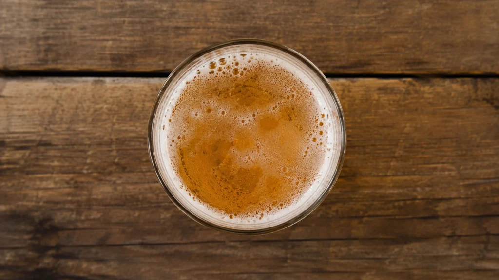 Gluten free beer, beautifully styled overhead food photograph