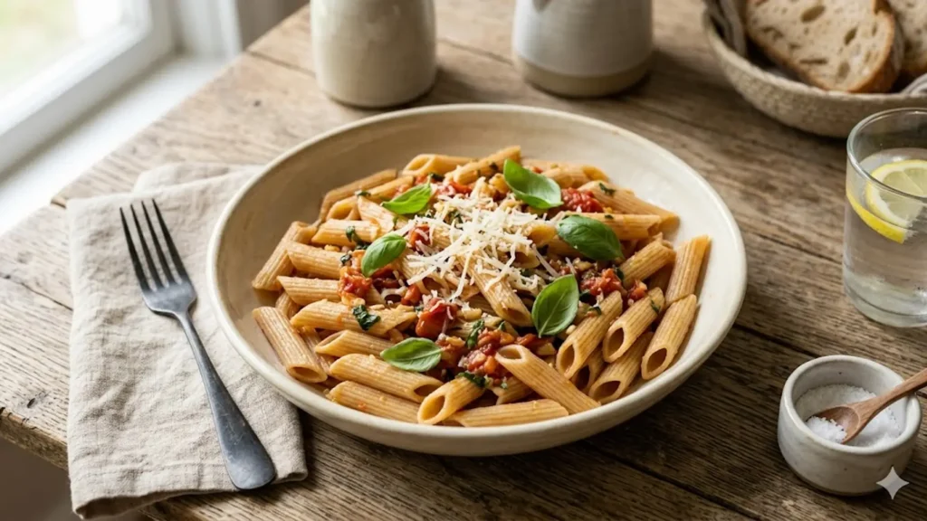Overhead view of gluten free pasta