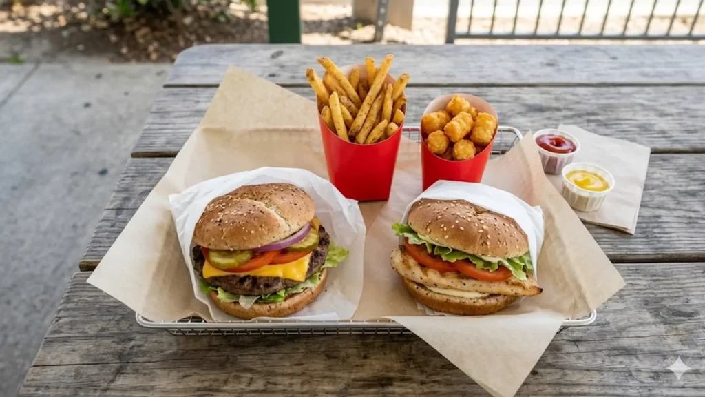 Gluten free sonic food, beautifully styled overhead food photograph