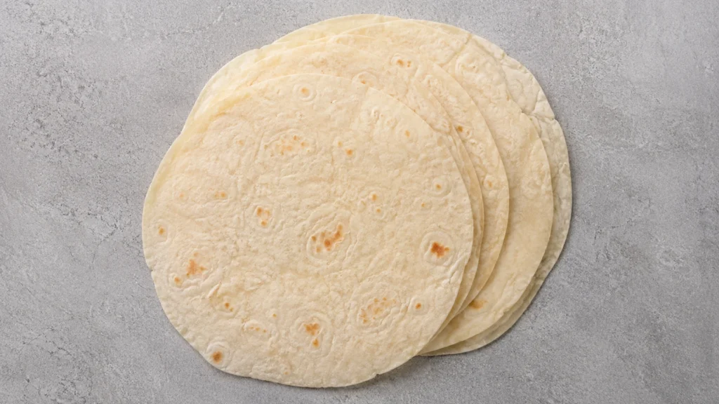 Gluten free tortillas, beautifully styled overhead food photograph