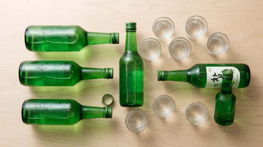 Soju gluten free, beautifully styled overhead food photograph