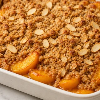 Heavenly Gluten-Free Peach Crisp! ️ - Peach crisp: savor this amazing gluten-free dessert with juicy peaches and a crunchy oat topping. Perfect for summer, easy