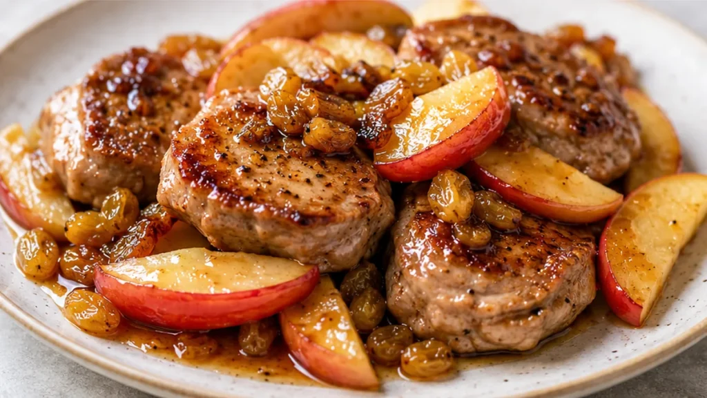 Pork Medallions with Caramelized Apples - pork tenderloin - Pork tenderloin: master this tender, juicy recipe with caramelized applesauce. Ready in under an hou