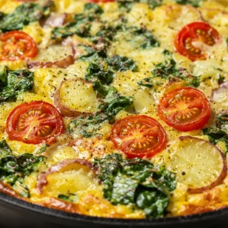Fluffy Frittata Fiesta: Potato & Spinach Delight! - potato frittata - Potato frittata: master this fluffy, savory dish with tender potatoes, spinach, and cheese