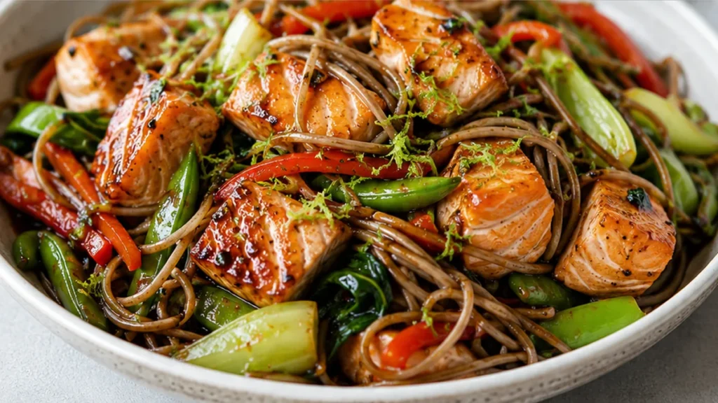 Honey Lime Salmon Stir-Fry: Quick & Zesty! Salmon stir-fry: whip up this incredible honey lime salmon and soba noodle dish in under an hour. Perfect for a quick