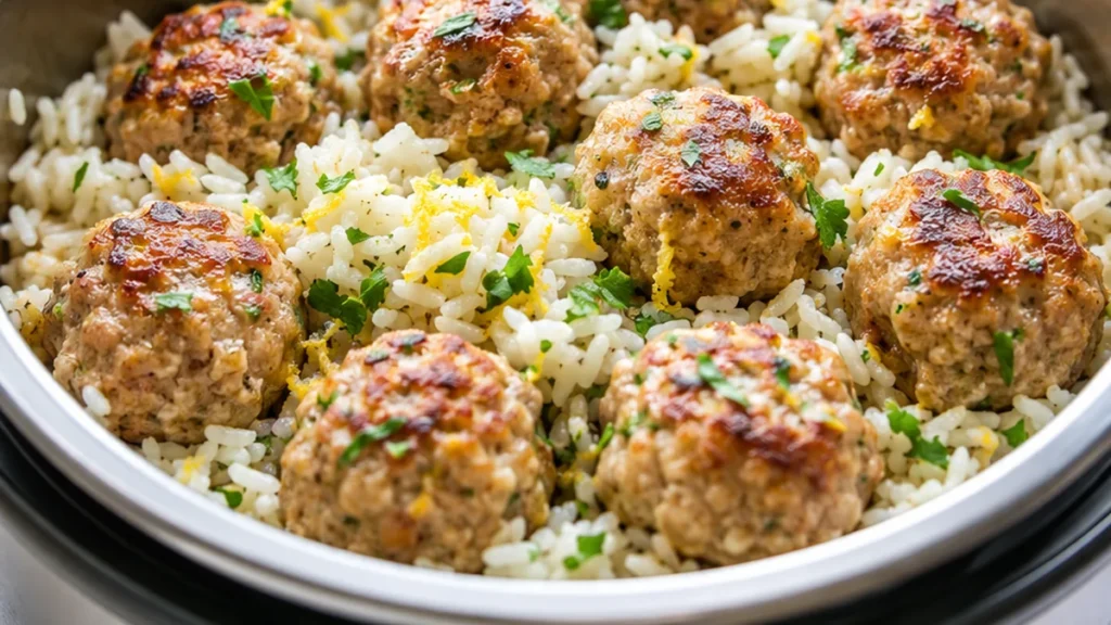 Instant Pot Turkey Meatballs & Rice - Turkey meatballs: craft tender, flavorful Instant Pot turkey meatballs with golden yellow rice. A complete, easy-to-make d