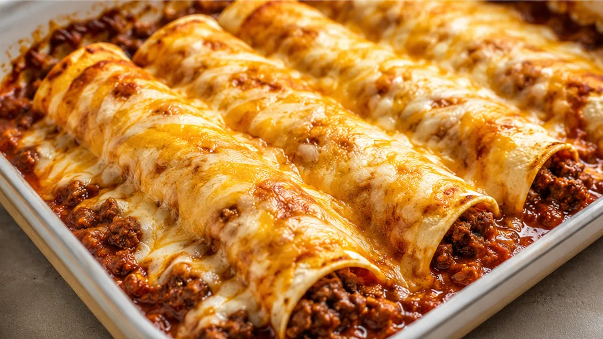Cheesy Beef Enchiladas: Weeknight Meal! Beef enchiladas: make this classic recipe featuring a rich, homemade sauce and a savory ground beef filling. Perfect for
