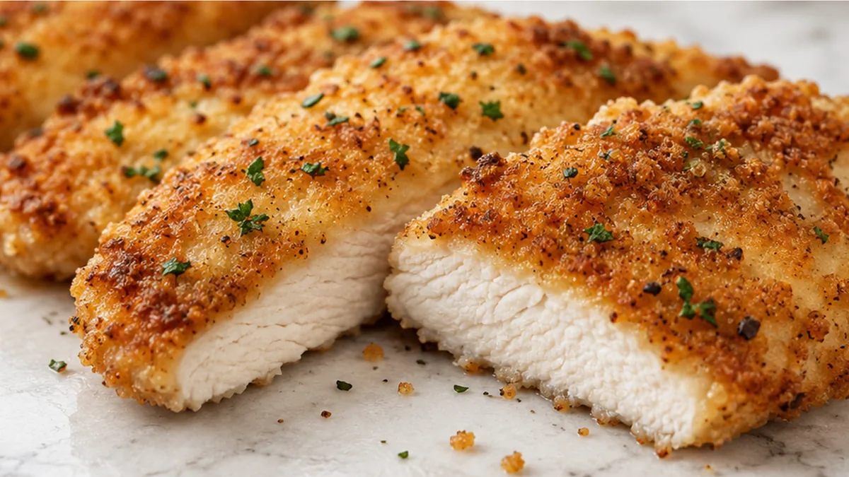 " Crispy Gluten-Free Chicken Cutlets" - Chicken cutlets: make these incredibly crispy, golden-brown gluten-free chicken cutlets with a flavorful parmesan breadi