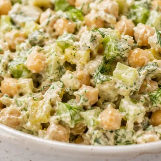 Chickpea 'Chicken' Salad: Lunch Obsession! - chickpea salad - Chickpea salad: make this plant-based 'chicken' salad in minutes! Creamy, zesty, and perfect for a