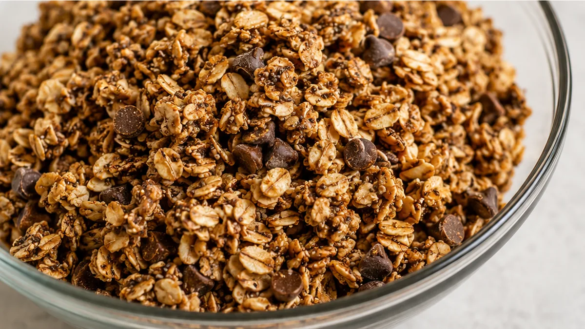 Chocolate Chip Cookie Granola Recipe - chocolate granola - Chocolate granola: craft crispy, sweet clusters with this easy recipe. Perfect for breakfast or a sat