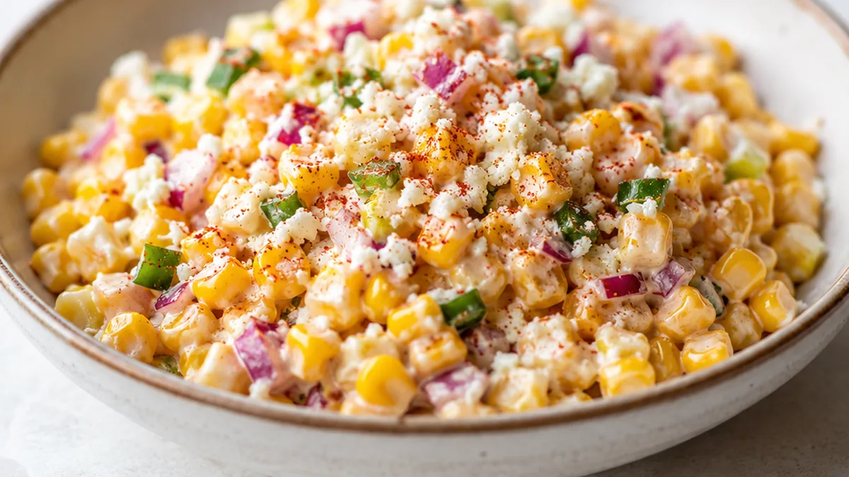Esquites: Creamy Mexican Street Corn Salad - Esquites: whip up this creamy Mexican street corn salad. Enjoy charred corn, cotija cheese, and a zesty lime dressi