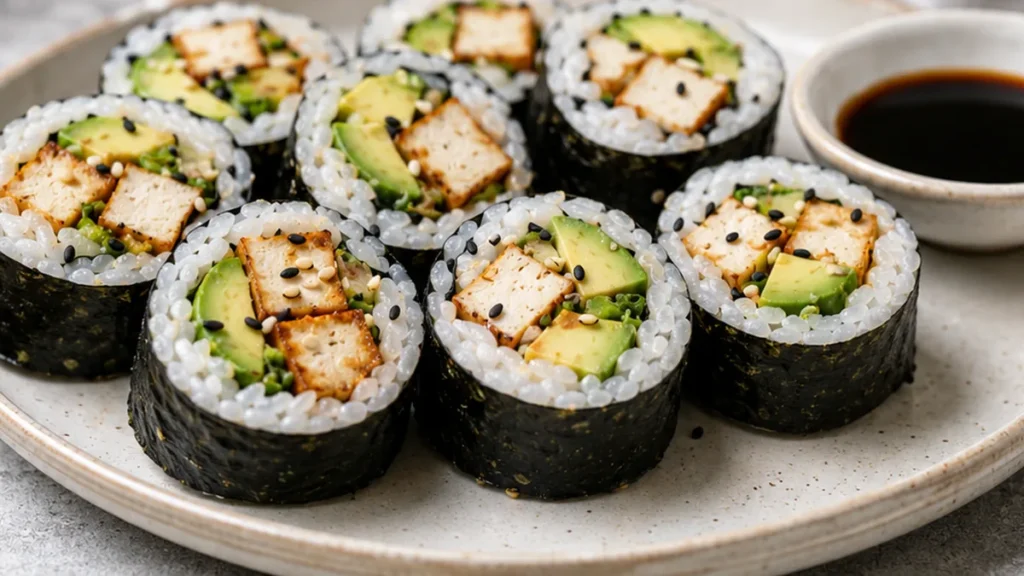 Gluten-Free Sushi Rolls Recipe - Gluten-Free Sushi: craft delicious homemade rolls with seasoned rice, fresh vegetables, and your choice of toasted tofu or shri
