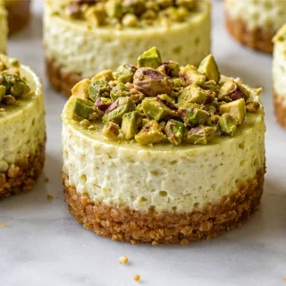 Pistachio Cheesecake Bites: Pure Delight - Pistachio cheesecake: craft these delightful gluten-free bites with a creamy filling and crunchy crust. Perfect for a