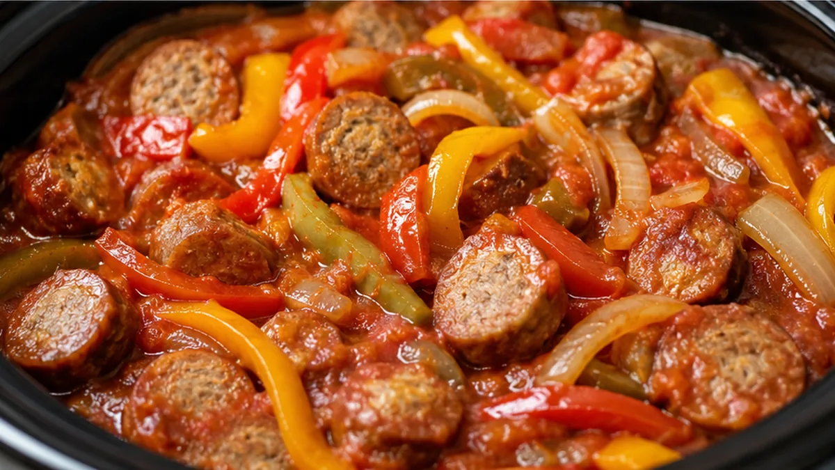 ️ Slow Cooker Sausage & Peppers - sausage and peppers - Sausage and peppers: cook this ultimate comfort food in your crock pot. Tender Italian sausage, sweet pe