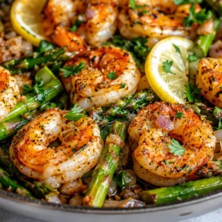 Speedy Lemon Garlic Shrimp & Asparagus Skillet - shrimp asparagus - Shrimp Asparagus: cook this bright, zesty skillet meal in under 30 minutes. Quick, healthy,