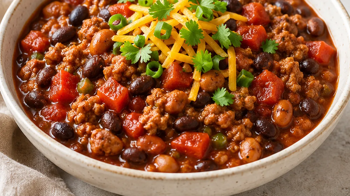 ️ The Easiest Turkey Chili You'll Ever Make! Turkey chili: enjoy this flavorful and simple recipe for a hearty meal. Packed with lean ground turkey and fire-roa