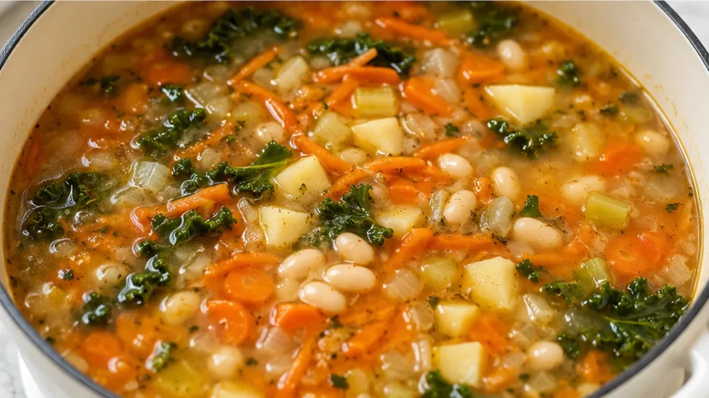 Cozy Vegetable Soup: Soul-Warming Comfort - Vegetable soup: cook this hearty and healthy homemade recipe. Packed with fresh veggies and tender beans, it's perfe