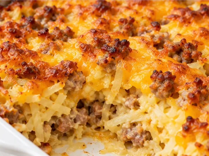 Cheesy Sausage Hash Brown Bake