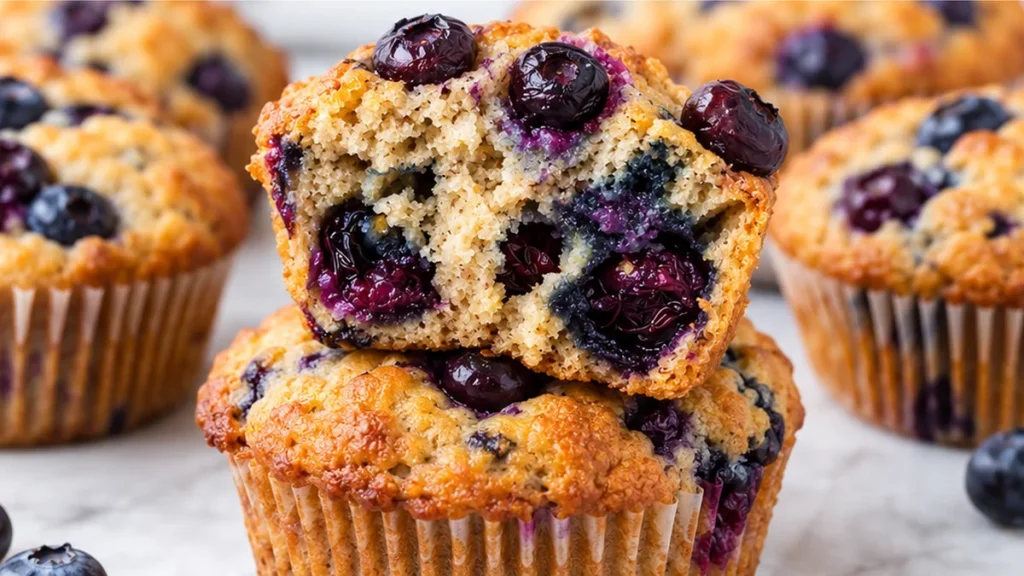 Fluffy Blueberry Banana Muffins